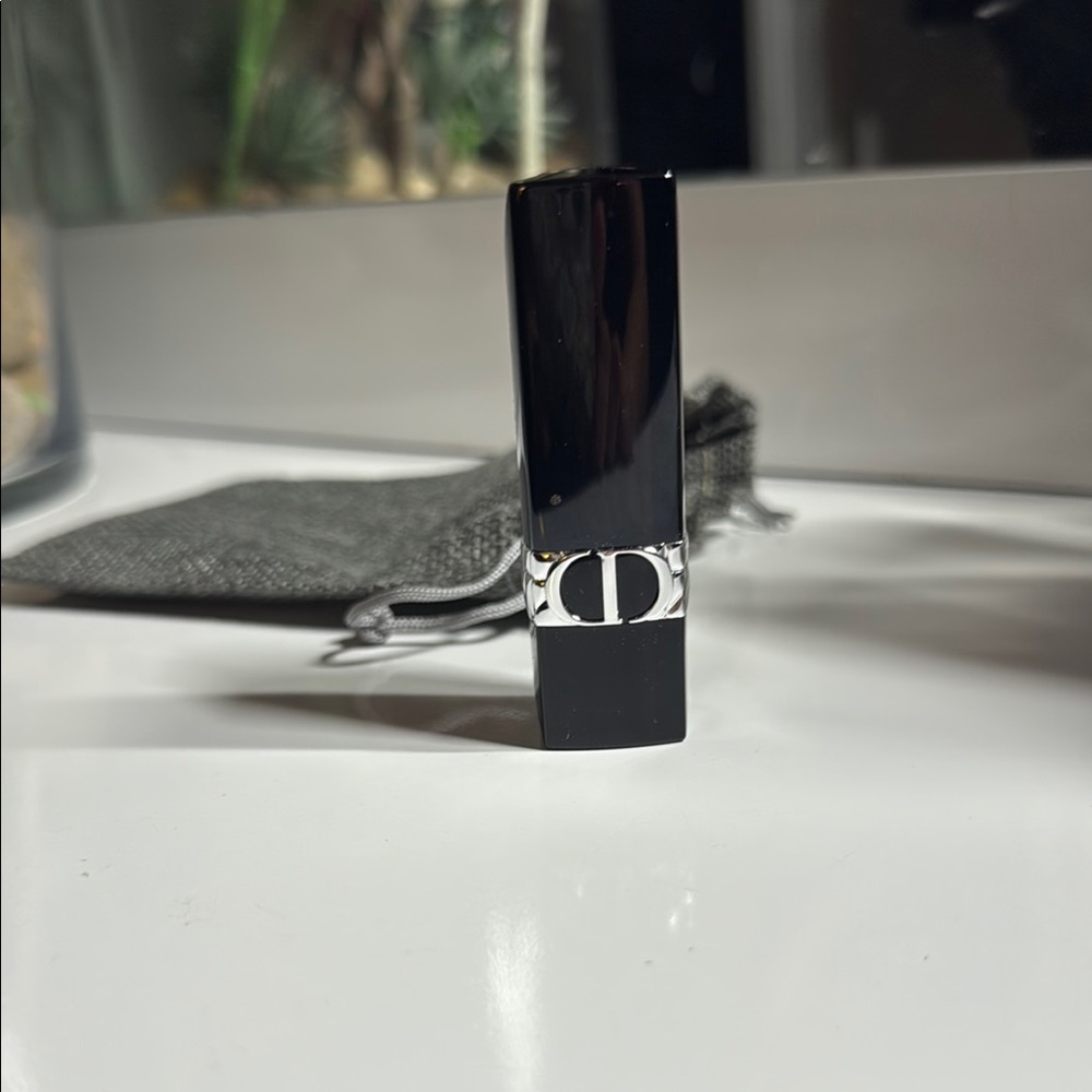 Dior Black Lipstick with Gray Pouch